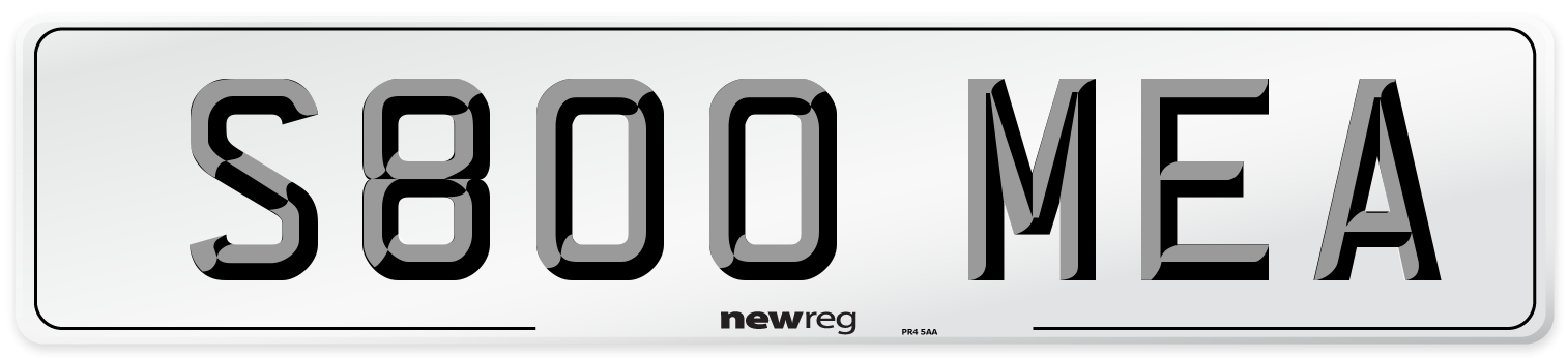 S800 MEA Number Plate from New Reg